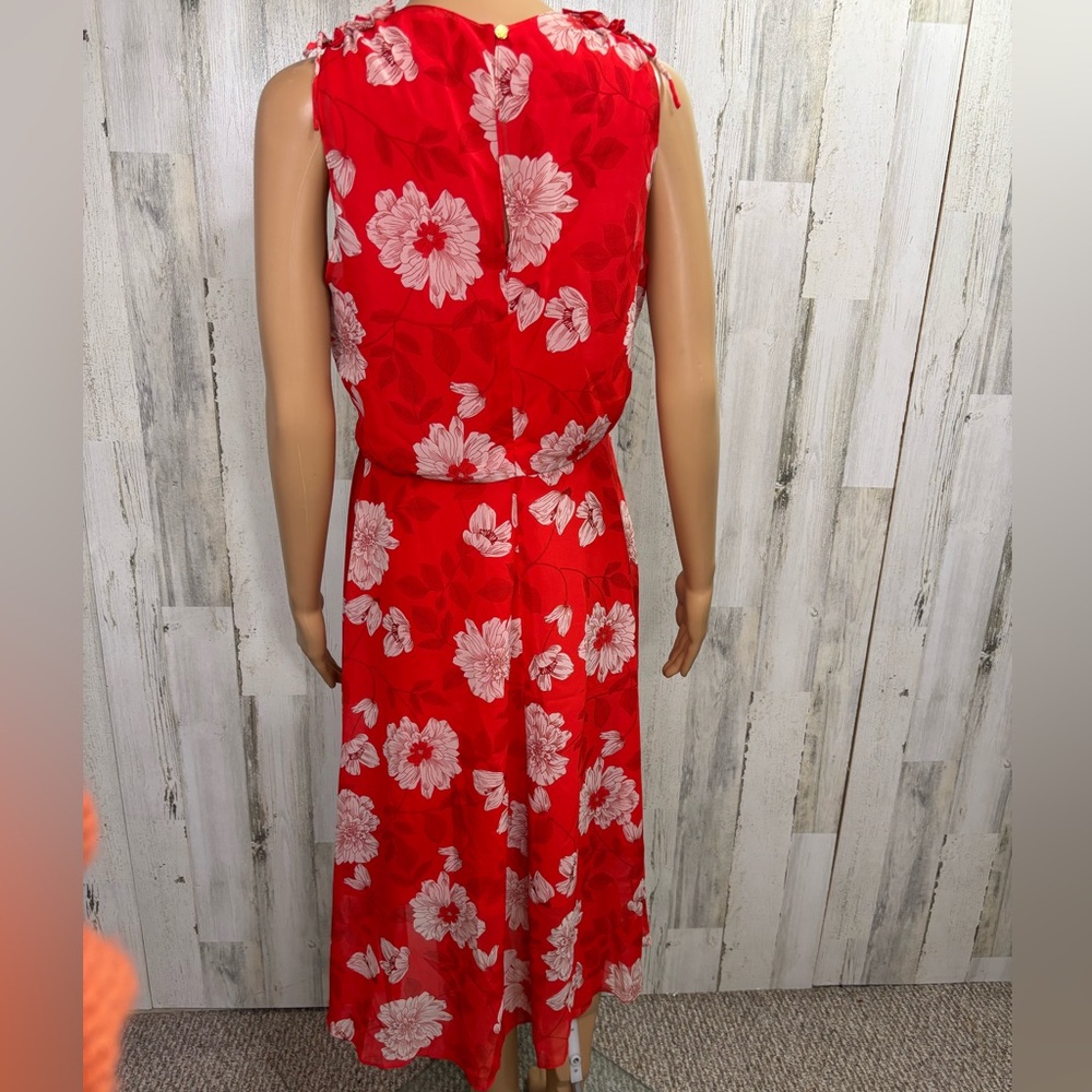 Vince Camuto Floral Red Sleeveless‎ A-Line Midi Dress - Picture 10 of 14